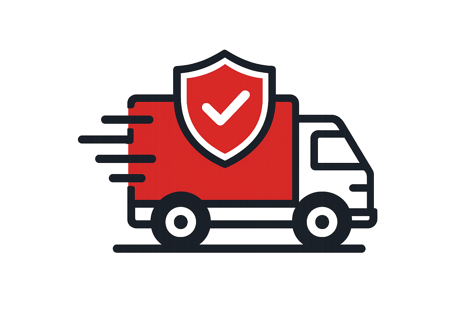 icono que simbolize un camion representando envios seguros y rapidos (color rojo, negro, blanco)
